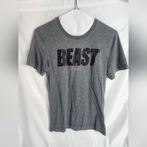 THE NIKE TEE DRI FIT BEAST GYM WORKOUT ATHLETIC TEE T SHIRT Mens s Gray